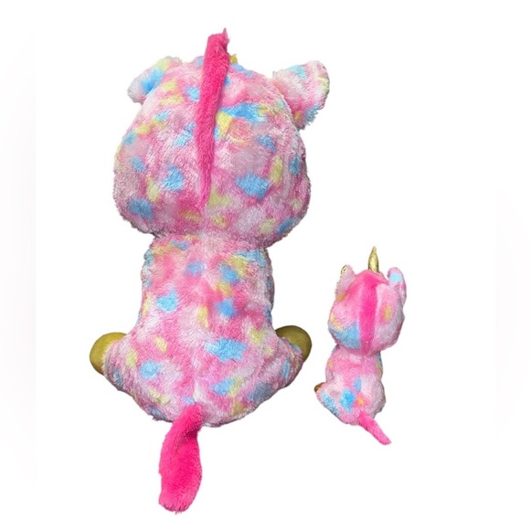 Ty Beanie Boo FANTASIA The Unicorn Glitter Eyes Large 16” Plush & 7” Baby Boo - Picture 4 of 7